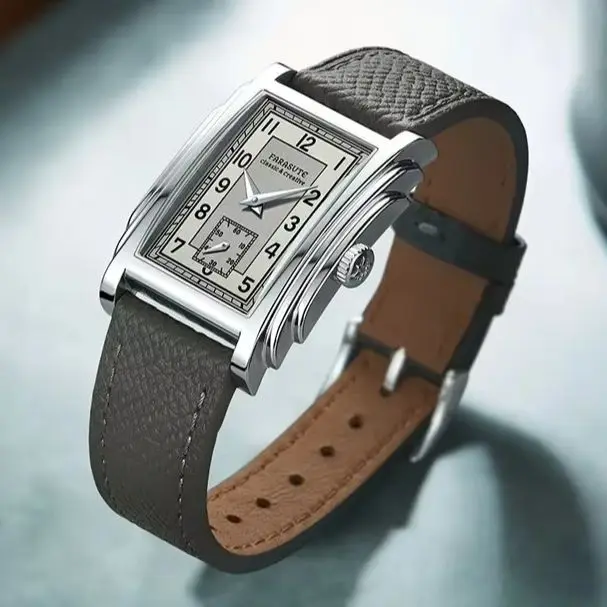 FARASUTE Men Automatic Watch 31mm Rectangle Mechanical Wristwatch Sapphire Mirror Waterproof ST17 Small Second Hand