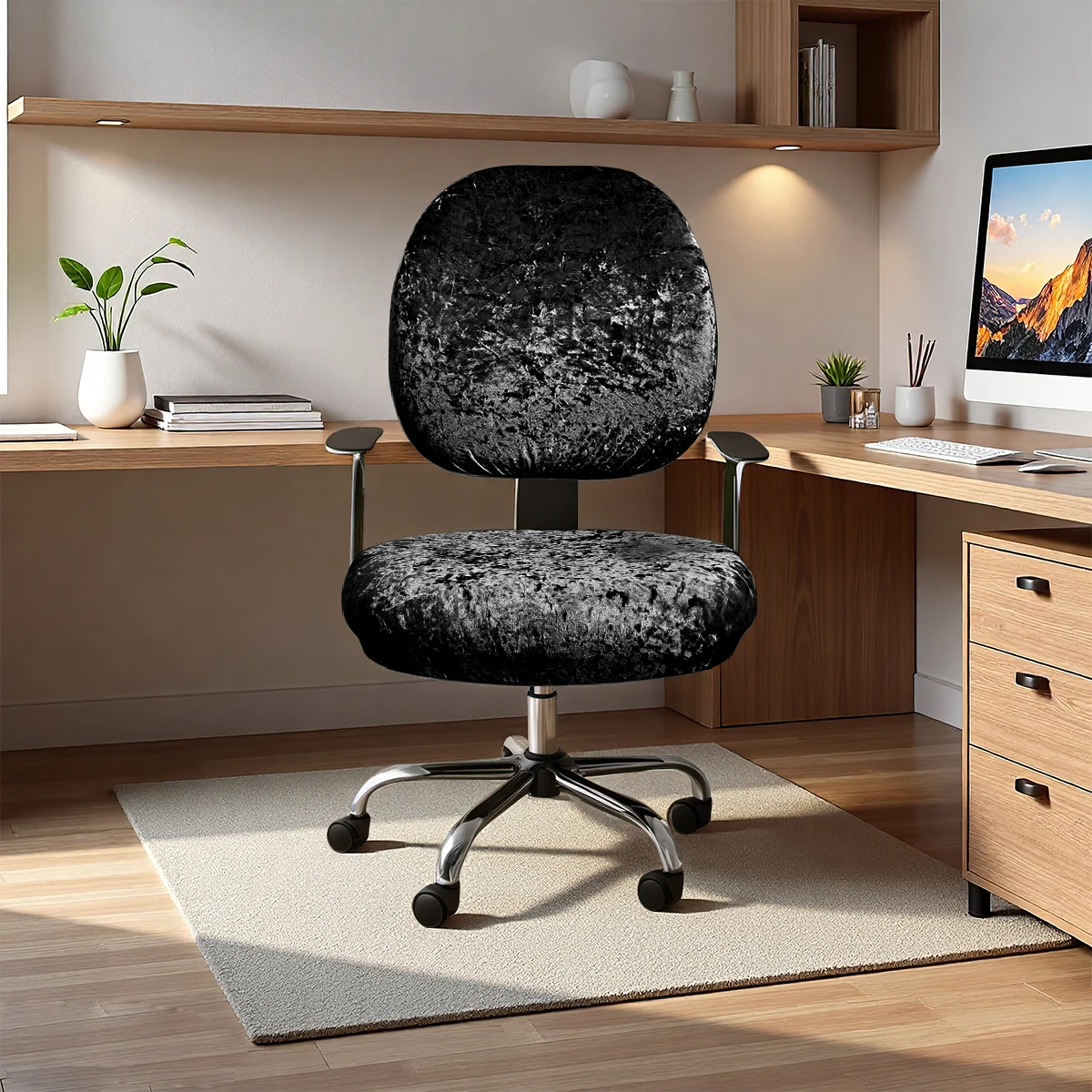    1 x verstellbarer, elastischer Stretch-Bürostuhlbezug, haustierfreundlicher, rutschfester Stuhlbezug für Büro, individuell umweltfreundlicher Sitzbezug