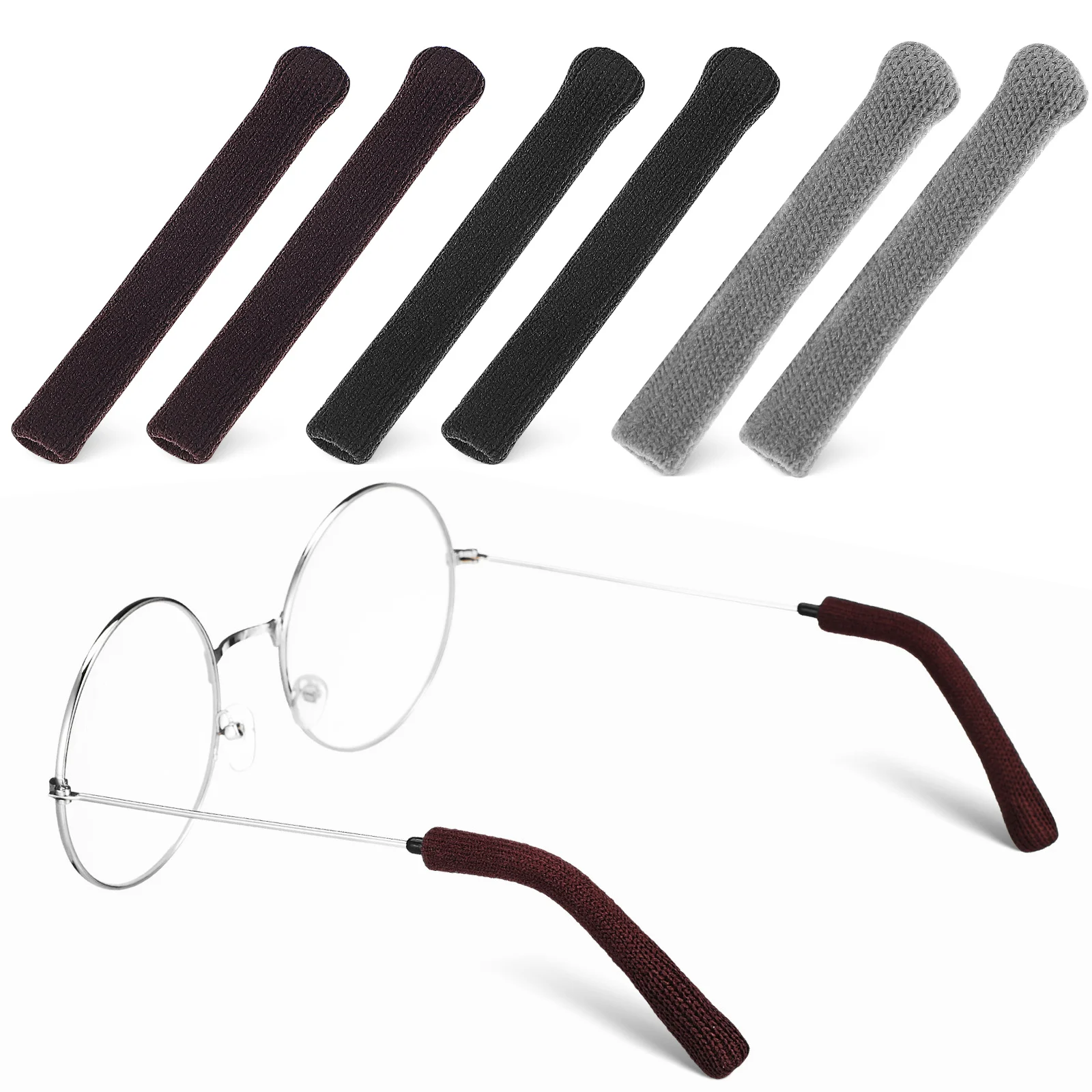 

3 Pairs Ear Grips Comfortable Anti Temple Pads Slip Protective Temple Eyeglasses Ear Grips Covers Black Gray Coffee