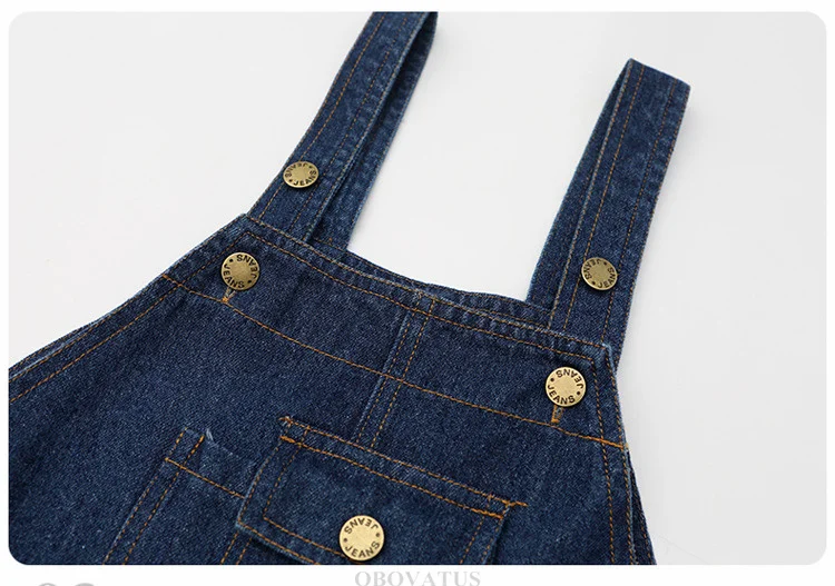 Modische Jeans-Latzhose für Jungen und Mädchen, Kinder Retro Dunkelblau Jeans-Overall mit Trägern, Coole Streetwear Latzhose für Kinder – Detail 10