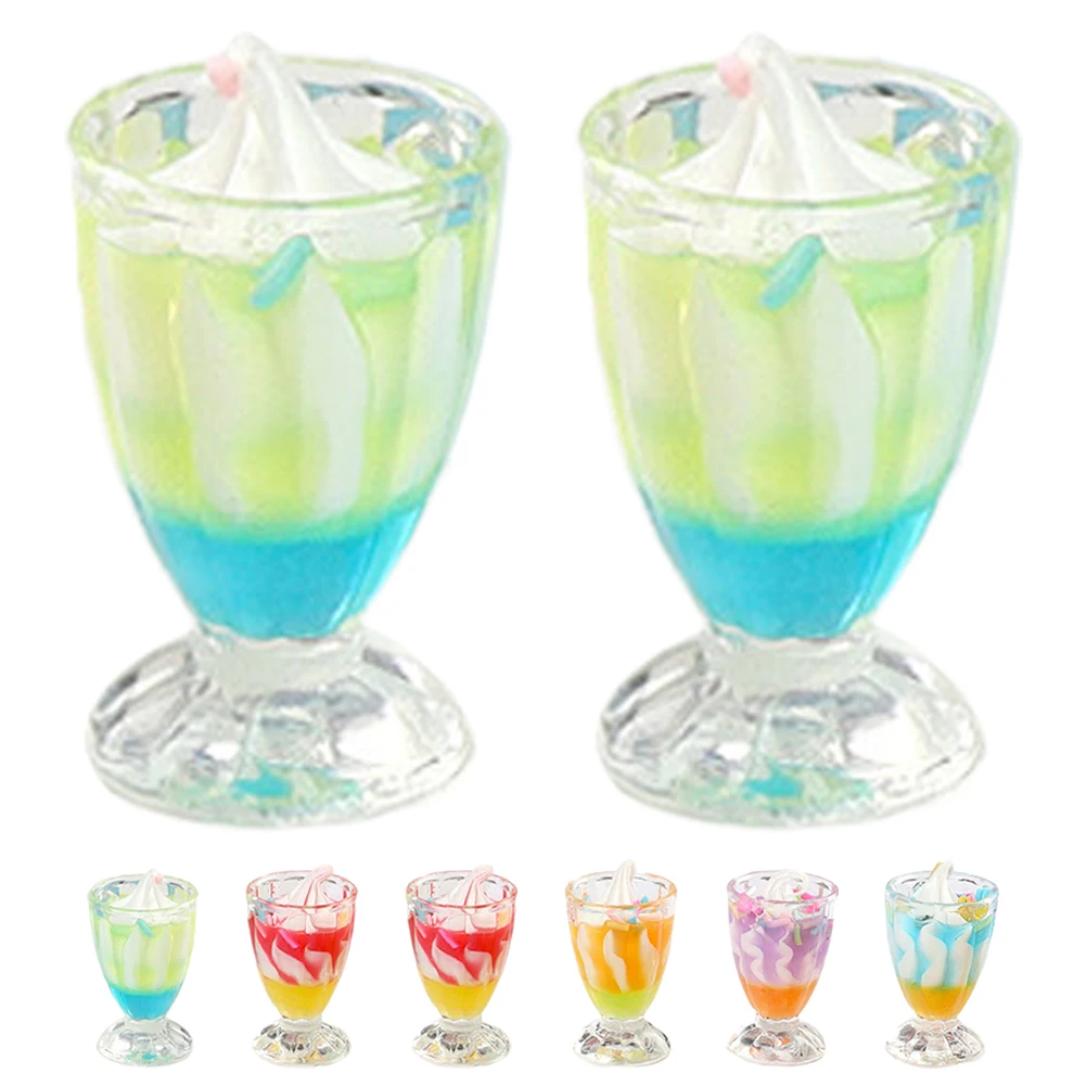 

8pcs Simulated Ice Cream Cup Miniature House Accessories Resin Food Decor Diy Kitchen Pretend Play Mini Dessert Adornment