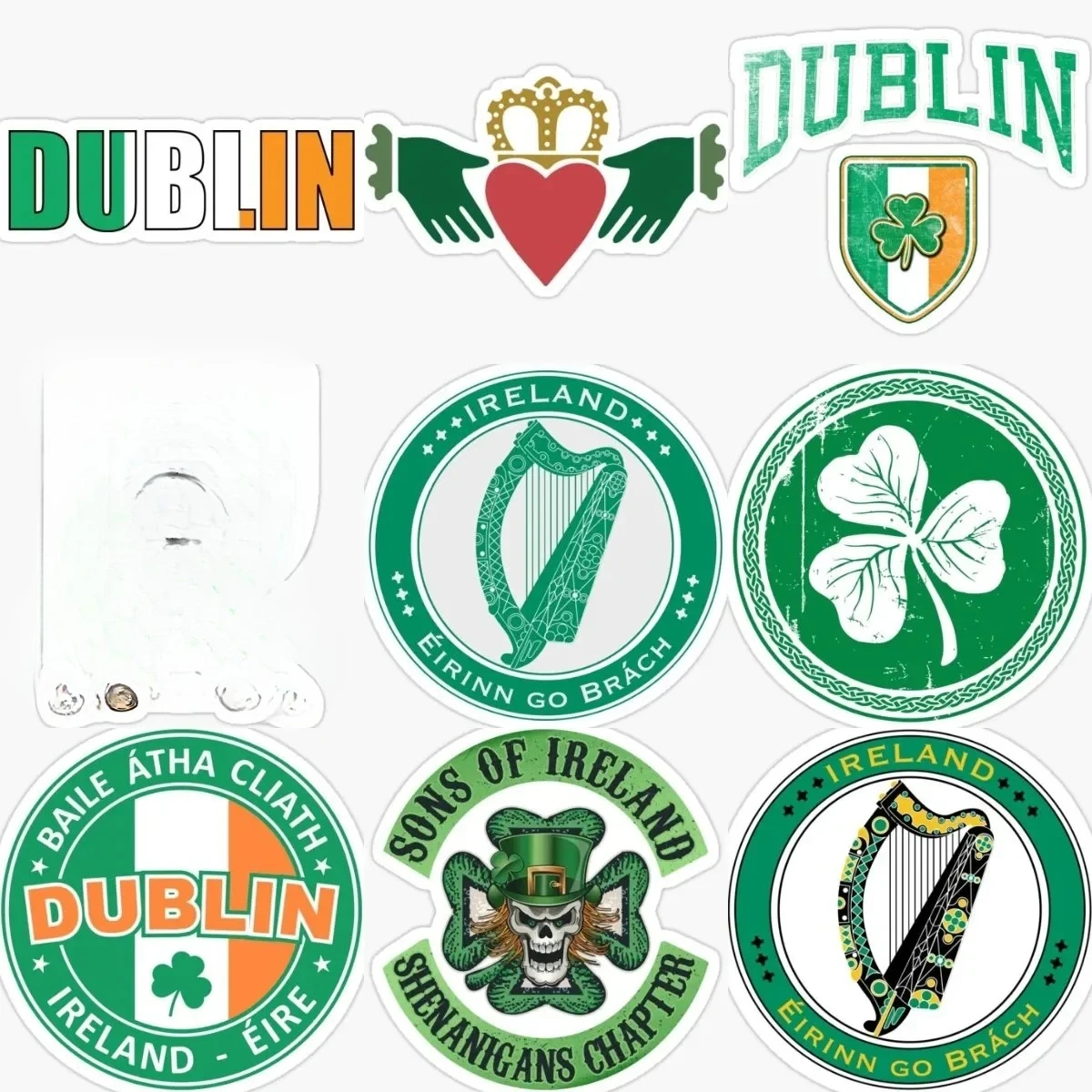 

Ireland Flag Emblem Clover Creative Stickers Laptop Off-road Window Truck Bumper Motorcycle Helmet Car Bicycle Wall PVC Decal