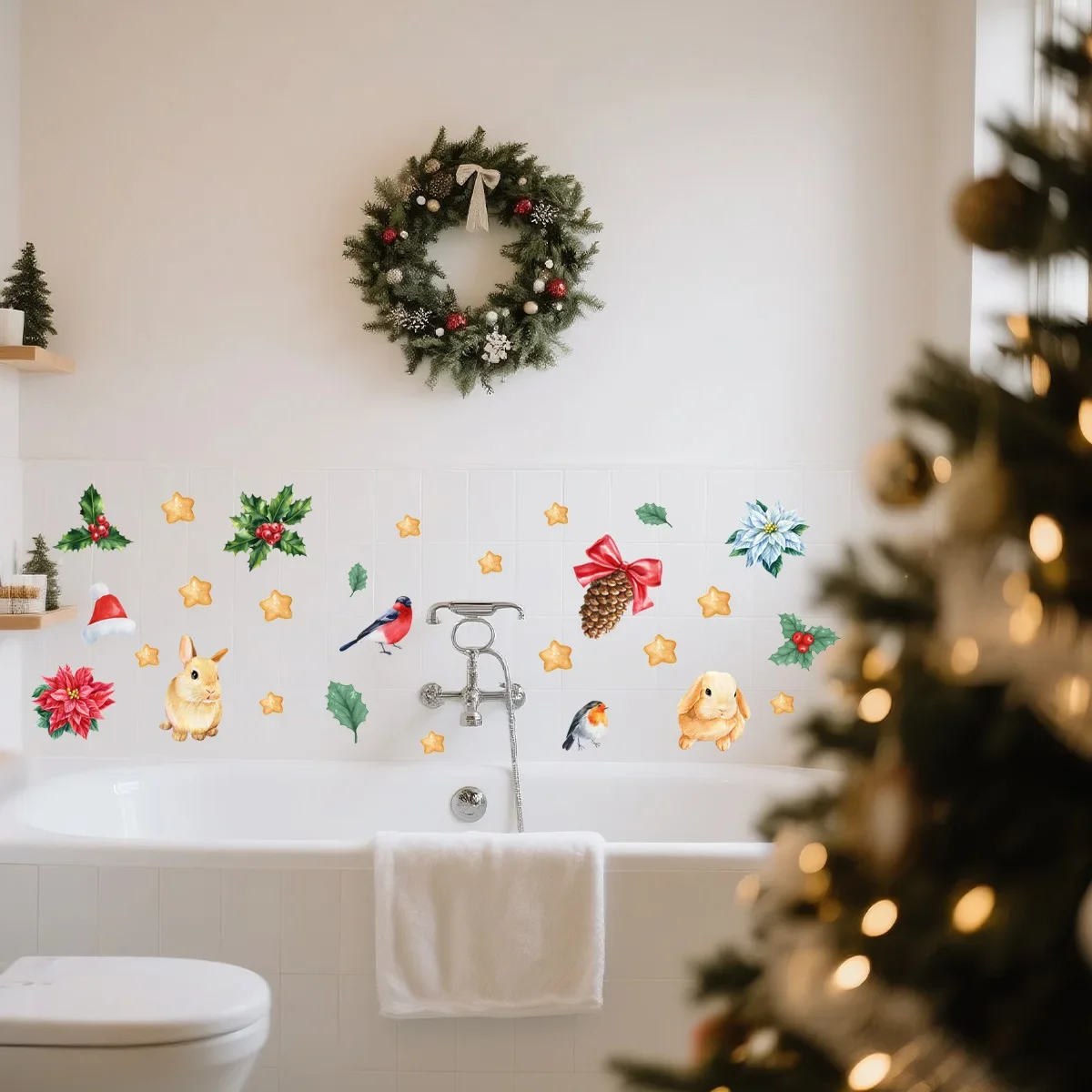 Festive PVC WFor All Stickers For ChristmFor As EFor Asy For ApplicFor Ation RemovFor Able Design Size 30 By 60 Centimeters
