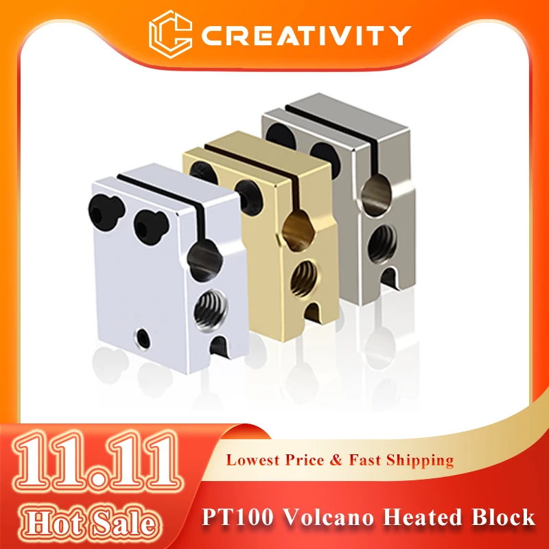 高品質 PT100 ボルケーノ ヒートブロック アルミニウム 真鍮基板 銅メッキ 加熱ブロック 3Dプリンターパーツ