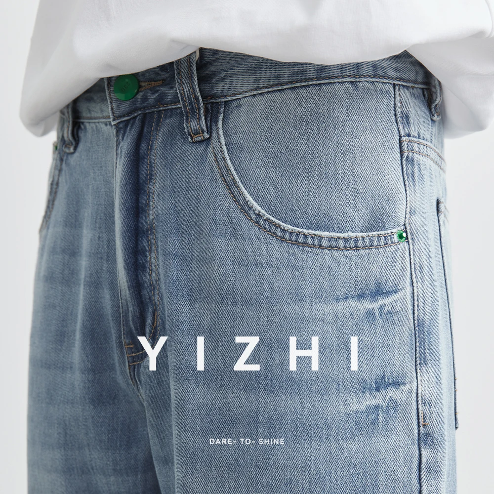 

Men's Light Blue Straight Jeans 2025 Summer New Loose Breathable Thin Wide Leg Pants Casual Fashion Soft Retro Jeans