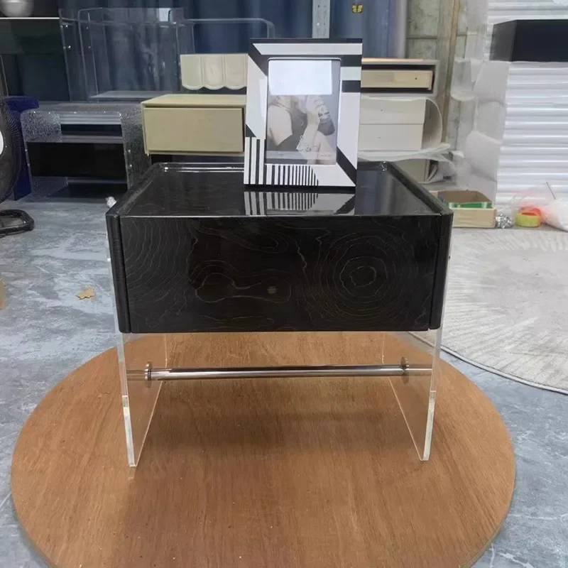 Bedside table Light luxury simple modern high-end artistic acrylic storage cabinet Creative bedside storage cabinet Side cabinet