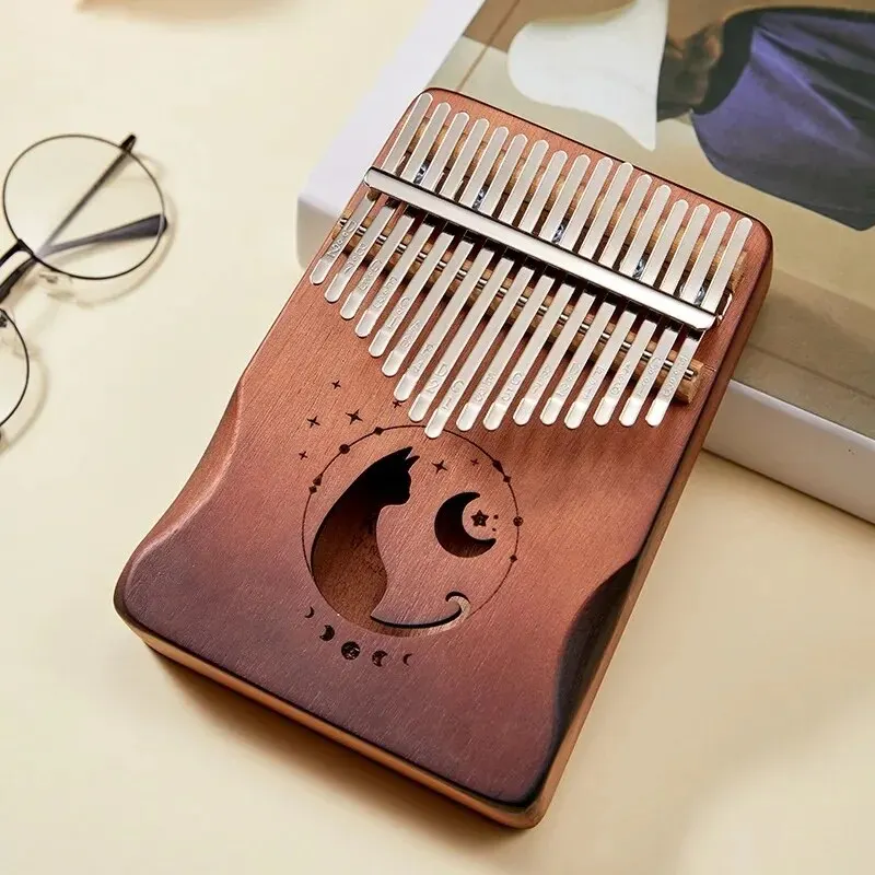 17 21Keys Kalimba Thumb Piano Solid Wood Veneer Keyboard Musical Instrument Kalimba Finger Piano Christmas Gift for Music Lovers