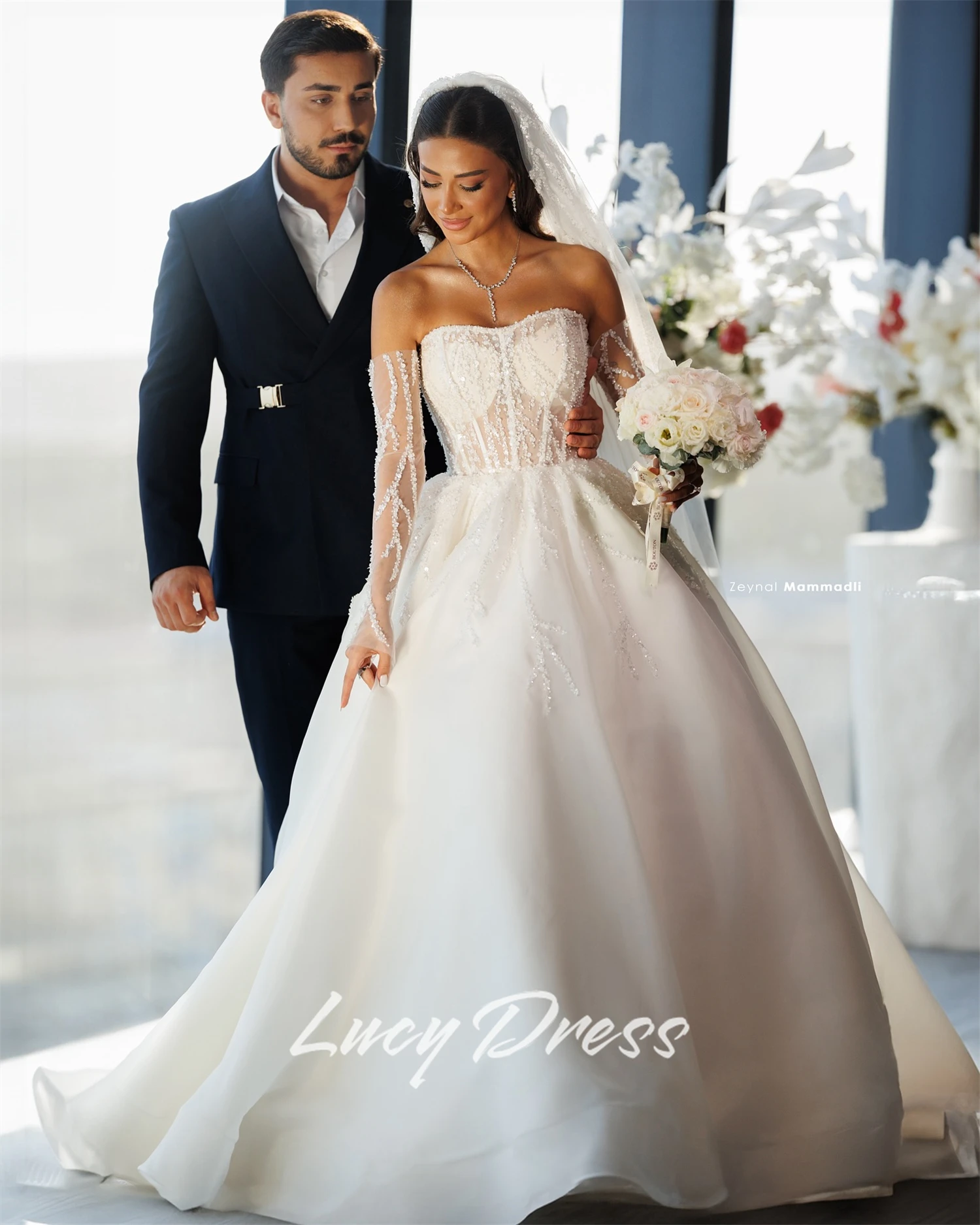 Lucy Aangepaste bruid trouwjurk Luxe trouwjurken Trouwjurken Luxe 2025, lange jurken Bruidsjurk Trouwjurken