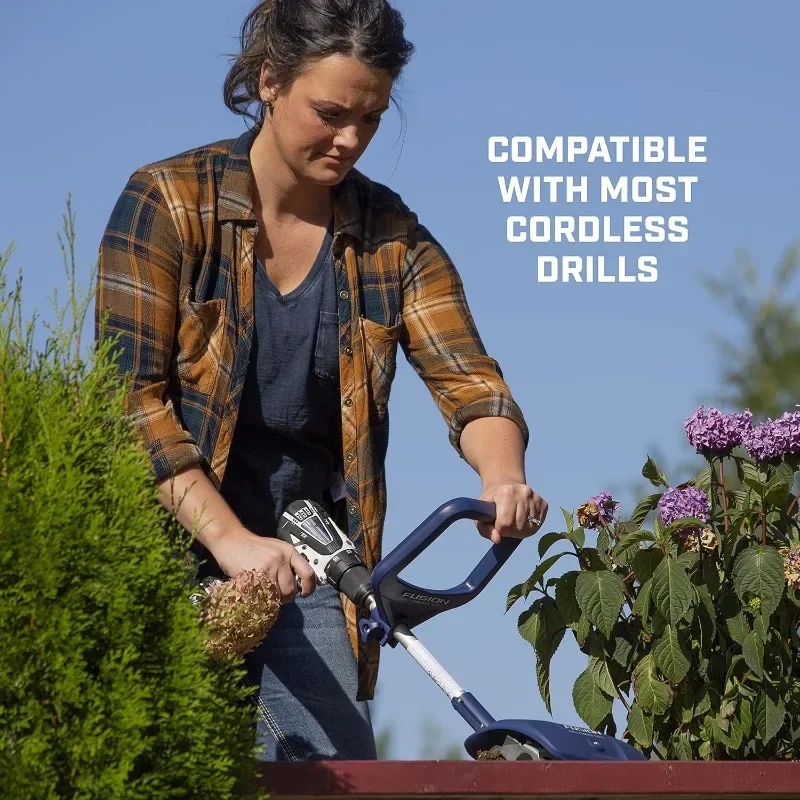 Fusion Drill-Powered Cultivator, Adjustable Tilling Width Up To 8”, Tilling Depth Up To 5.5”, Compatible