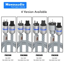 Monosaudio P902E6R 99.9998% Copper 5.5Square audio power cable EUR version AC Mains Power cord IEC power cord