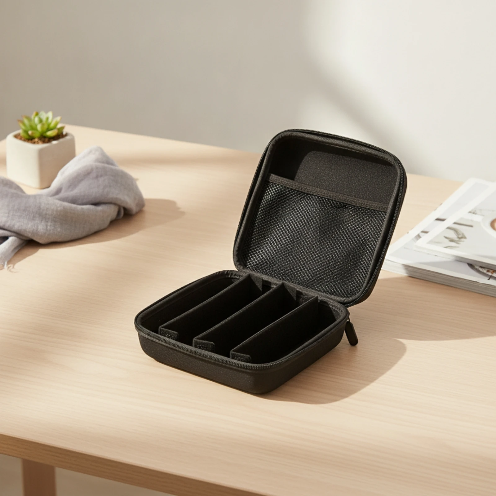 Glasses Storage Box with Dividers Shock-Resistant Glasses Case with Divider Eyeglass Storage Case with Strap Compact