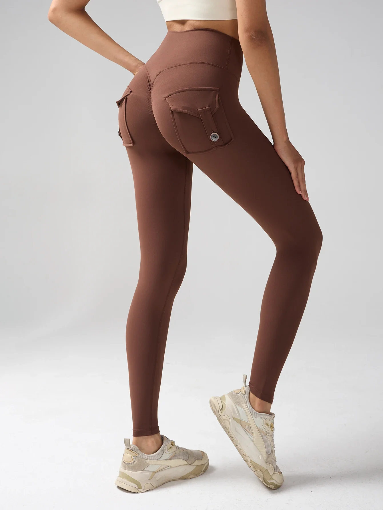 

Женские леггинсы для йоги с высокой талией и эффектом утяжки живота, спандекс, однотонные, для спортзала, бега, тренировок, с карманами