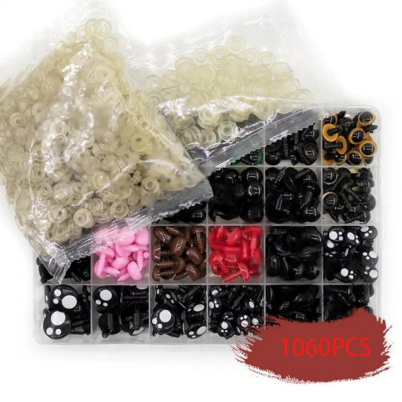 1060Pcs Safety Nose Eyes Triangle Nose Plastic Eyes Dolls Eyes For Crochet Toys Amigurumi Doll Baby Making Plush Accessories Toy
