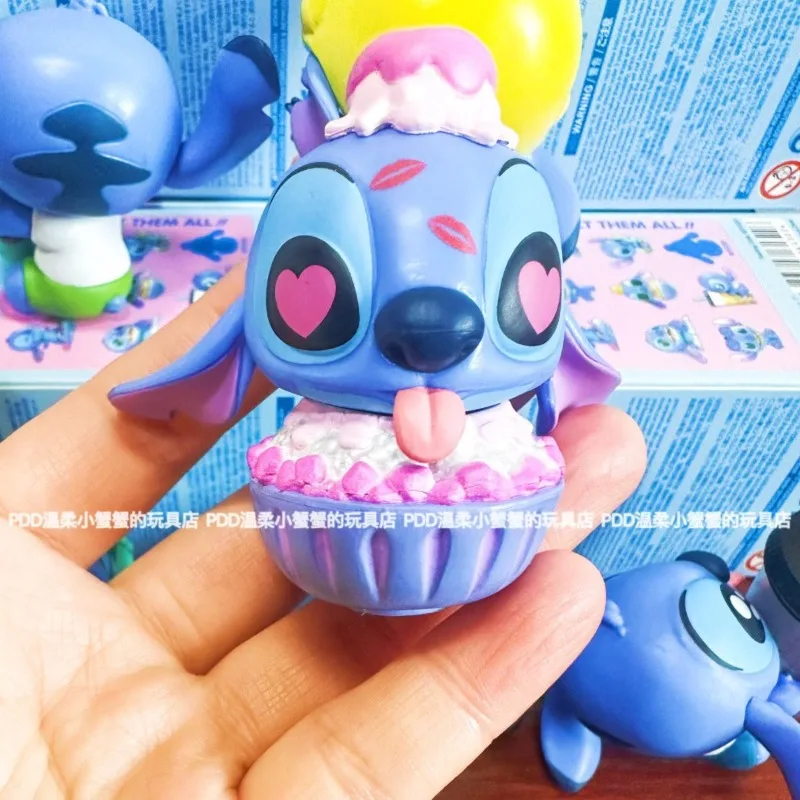 Disney Stitch Surprise Blind Box, Conjunto completo de bonecas escondidas de sorvete dos desenhos animados, Enfeites de mesa, Cute Kawaii Mysterious Box