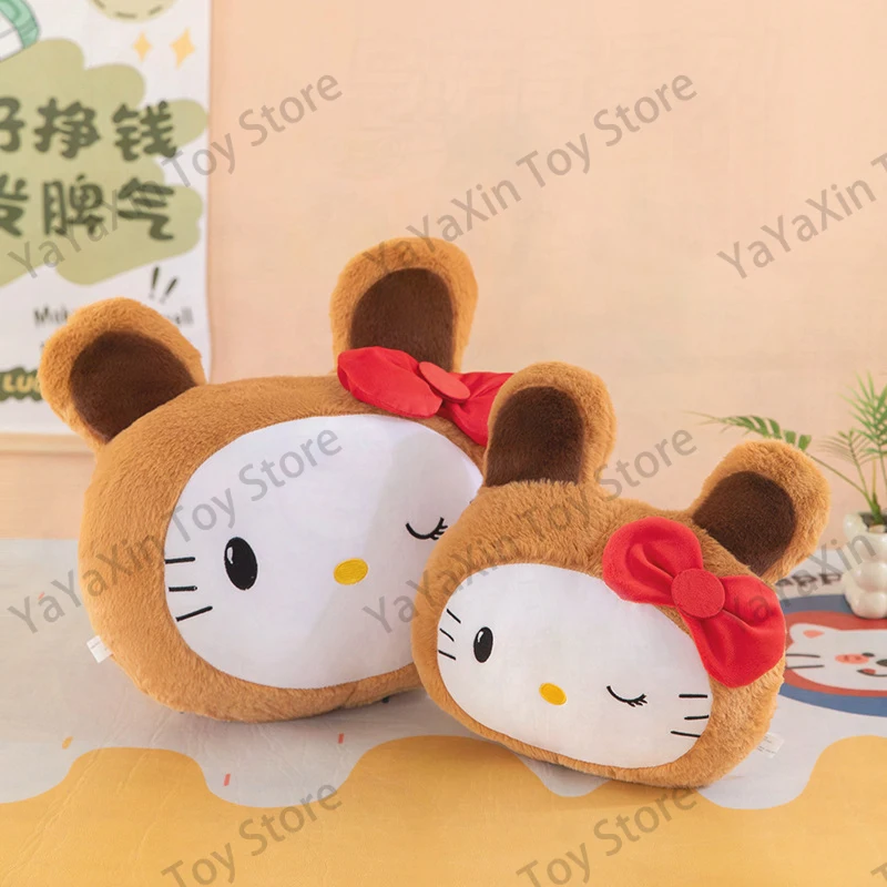 

Подушка-подушка для сиденья Sanrio Hello Kitty в форме медведя, с поддержкой для поясницы, для офиса, автомобиля, дивана, мягкая плюшевая игрушка, подарок на день рождения для детей