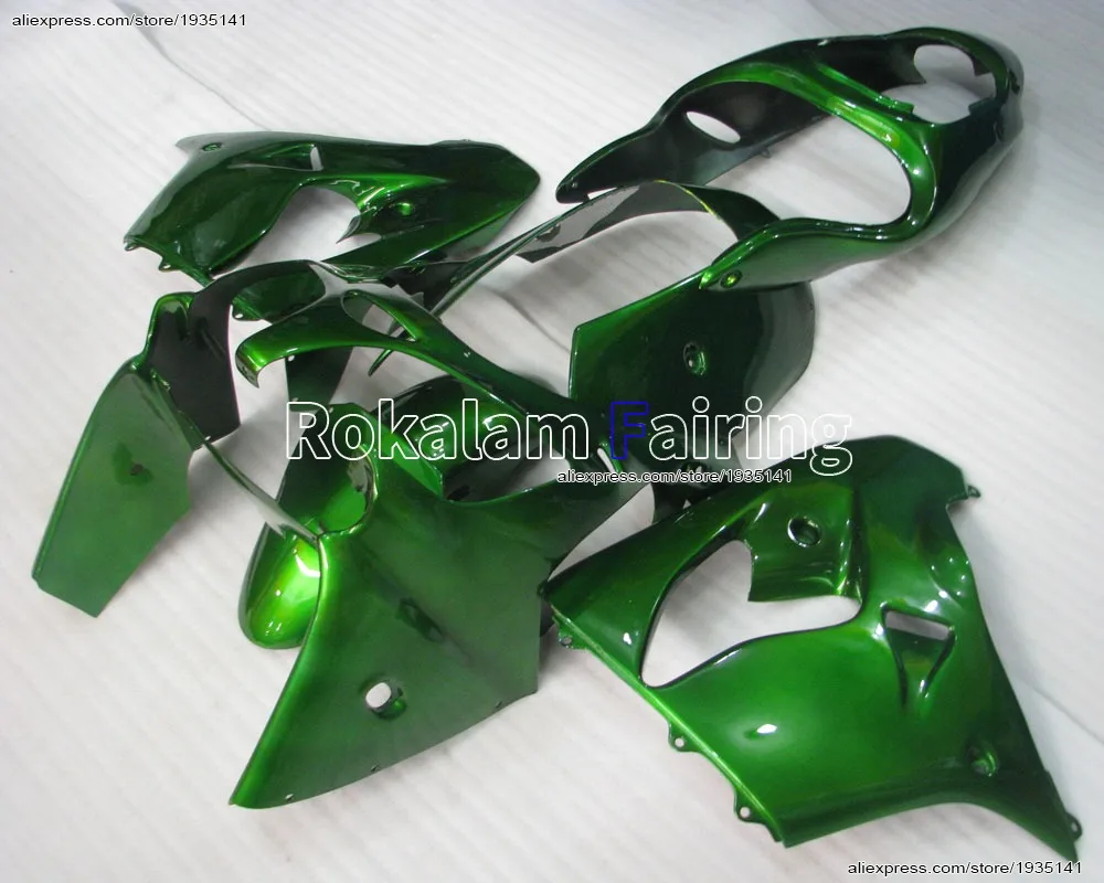 

Полностью зеленый для кузова мотоцикла Kawasaki ZX-9R ZX9R, обтекатели из АБС-пластика 2000 2001 ZX 9R Ninja, обтекатели 00 01 (литье под давлением)