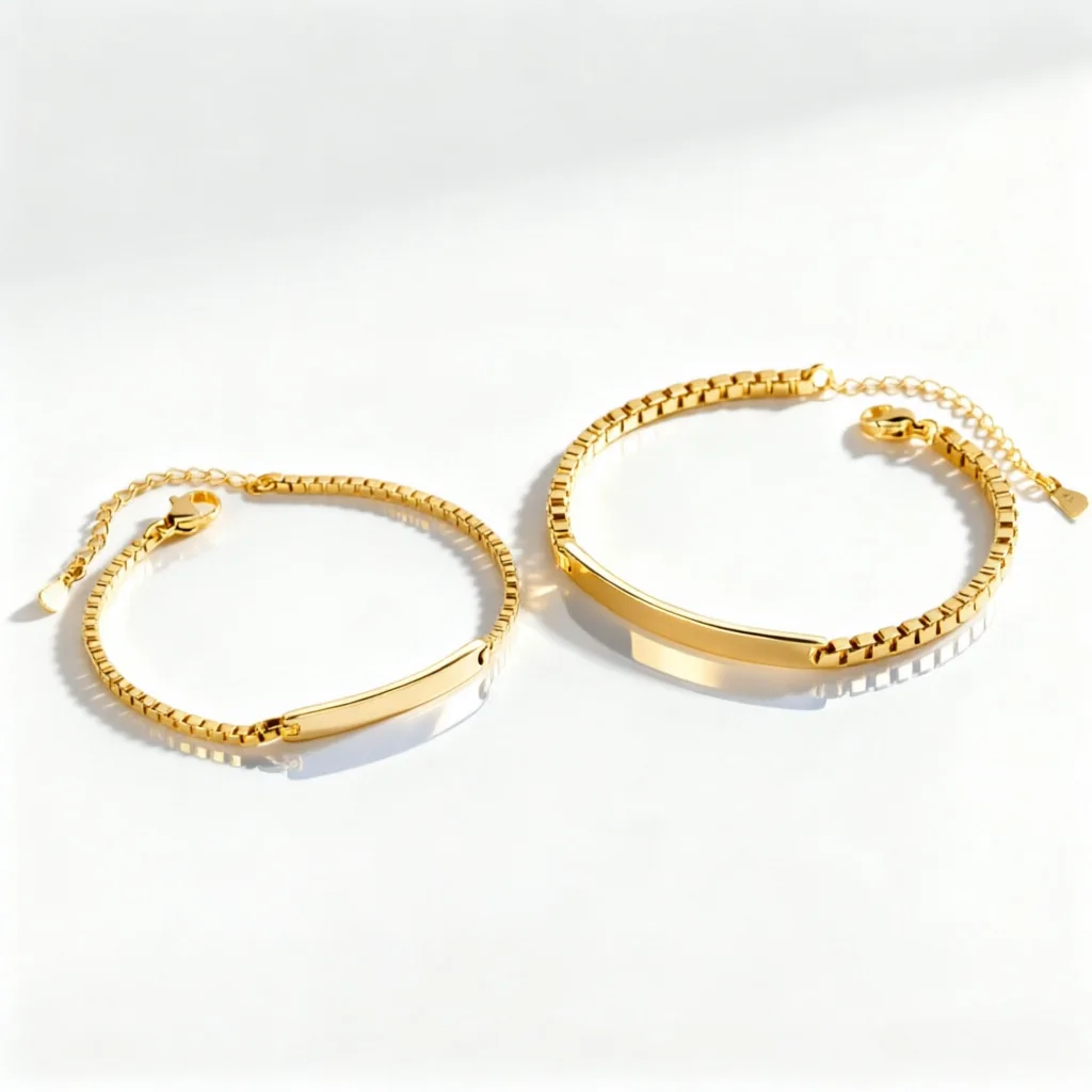 Luxury 24K 9999 Pure Gold real gold Men's pair of flat smooth bracelet