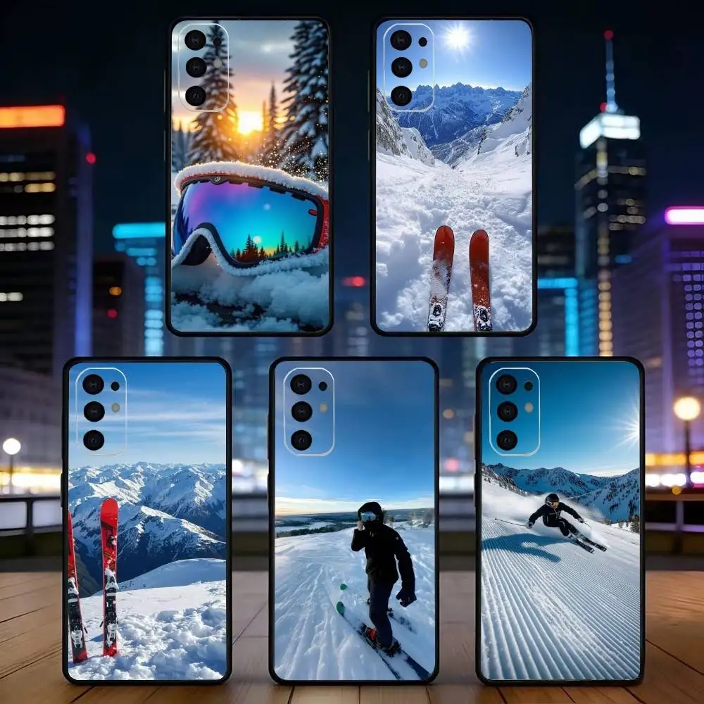Winter Skiing Phone Case For Samsung S25,S24,S21,S22,S23,S30,Ultra,S20,Plus,Fe,Lite,Note,10,Black Cover