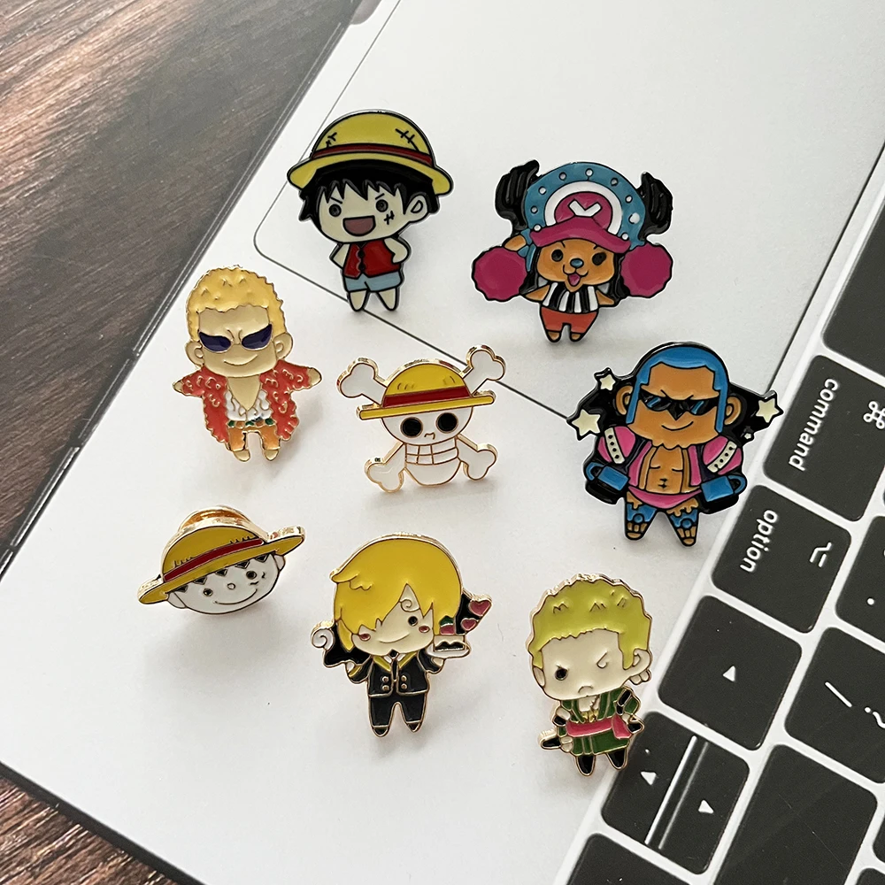 8 Pcs One Piece Anime Roronoa Zoro & Monkey D. Luffy Cosplay Badges Brooches Collectible Comic Lapel Jewelry for Backpack - view 4