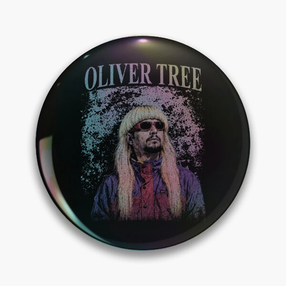 Retro Oliver Tree Pop Rock Pin Holographic Star Heart Pin Brooches Laminated Button Fashion Accessory