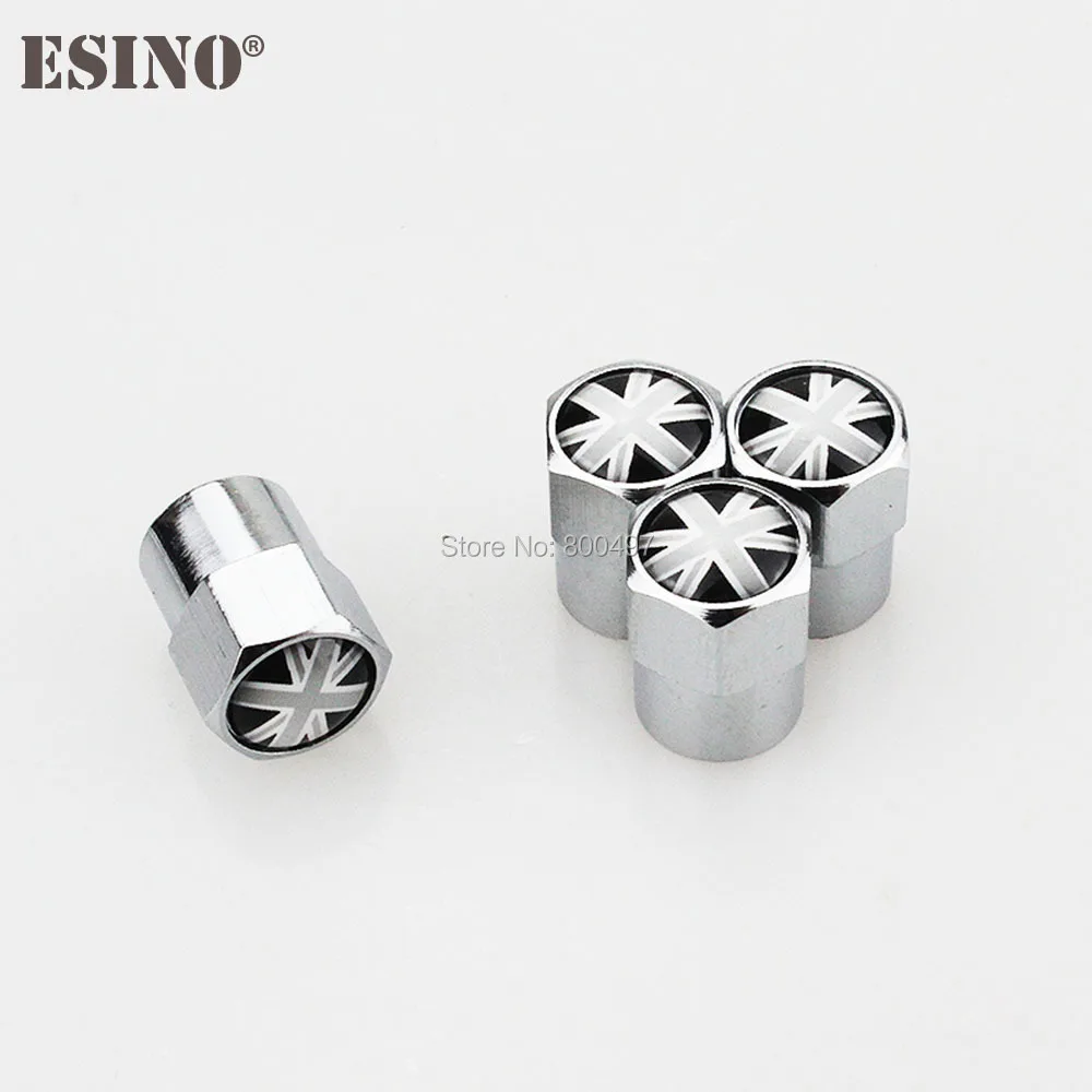 4 x Car Styling Stainless Zinc Alloy Pale UK National Flag Car Tire Valve Caps Wheel Tires Tyre Stem Air Cap Airtight Covers