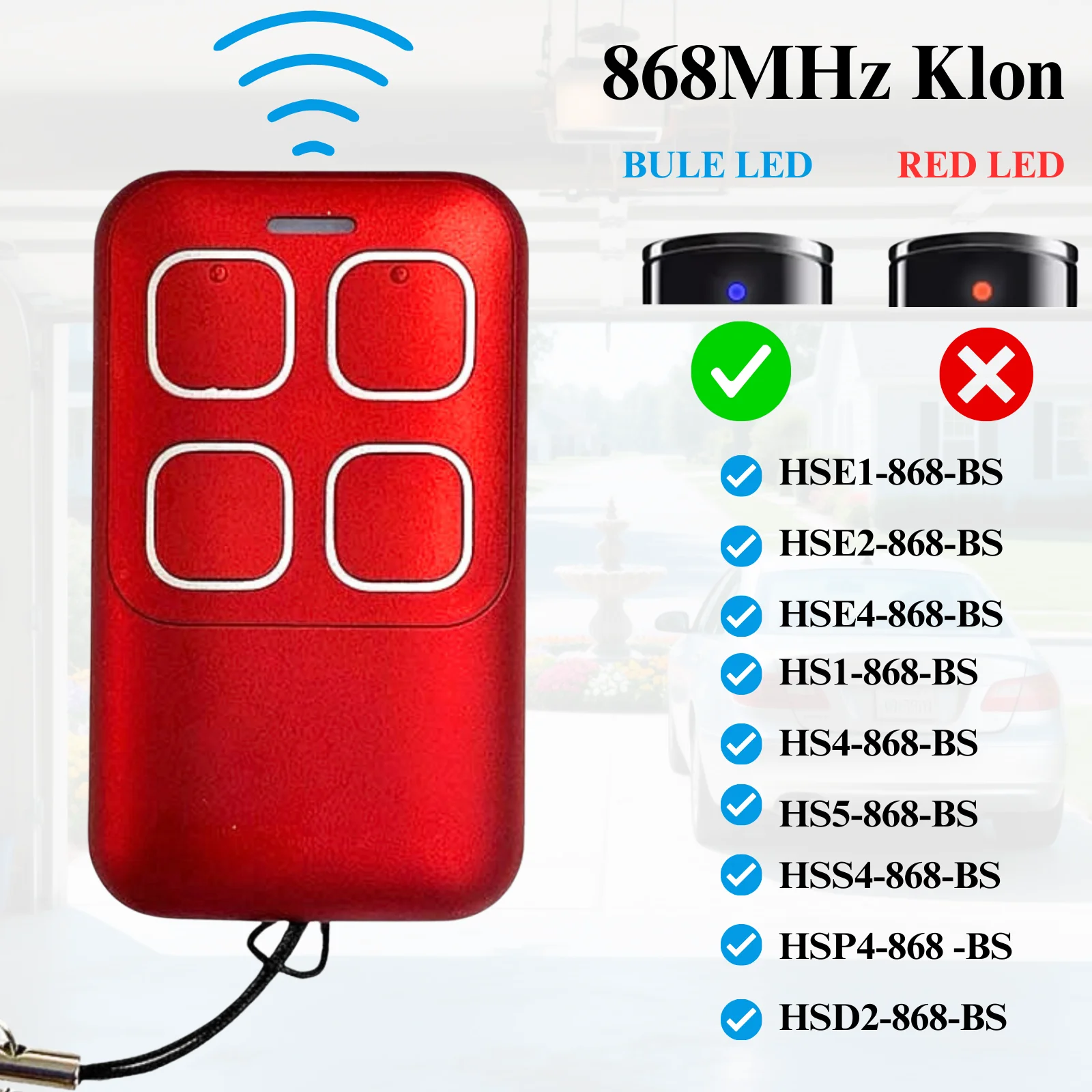 Compatible HSE1 HSE2 868 BS HSE4 BS telecommande portail 868 mhz garage Remote Control Duplicator  HS1 HS4 HS5