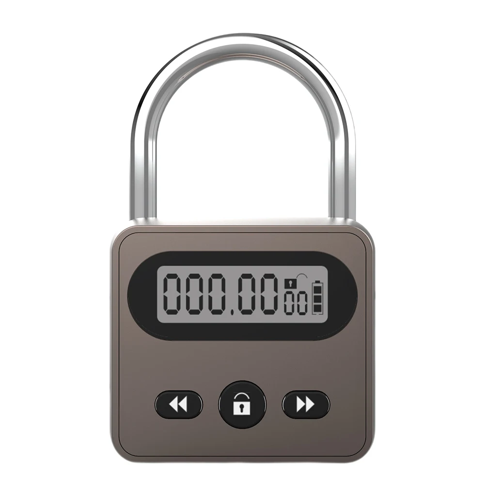 1pcs Metal Timer Lock LCD Display Multi Function Electronic Time 999 Hour Max Timing USB Rechargeable Timer Padlock