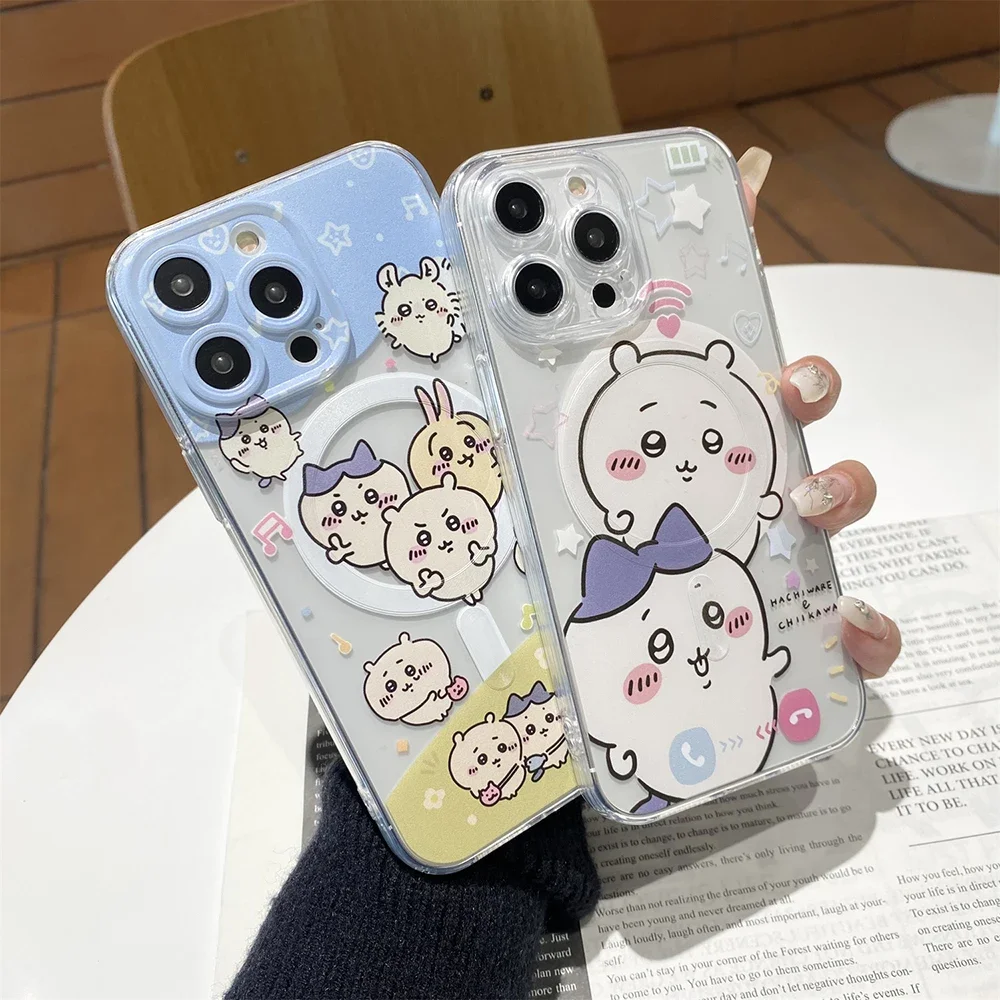 Hot Kawaii H-Hachiware U-Usagi Magsafe Magnetic Phone Case for Samsung Galaxy S24 S23 S22 S21 S20 FE Plus Ultra 5G Soft Cover