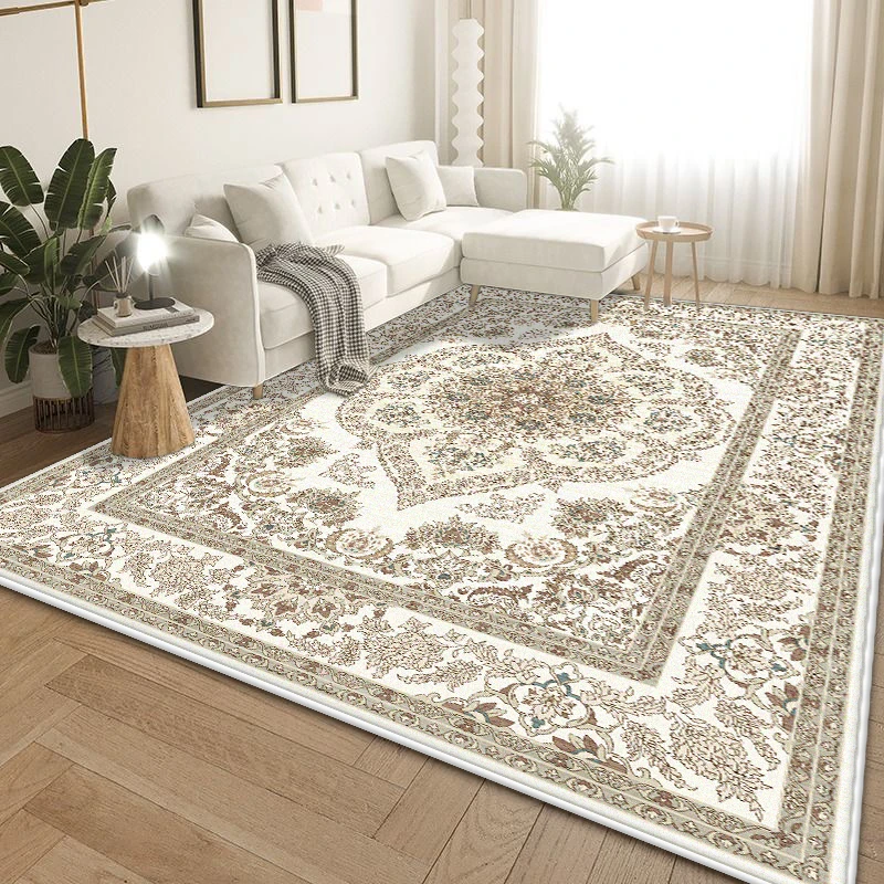 

Retro Carpets for Living Room Decoration Light Colour Home Decor Persian Design Bedroom Rugs Large Size Non-slip Lounge Rug Mats