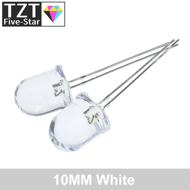 10 مللي متر LED 5 ألوان أحمر أزرق أصفر أخضر أبيض شفاف 20mA 0.75 واط الترا برايت مصباح LED مستدير صمام ثنائي باعث للضوء مصباح #6