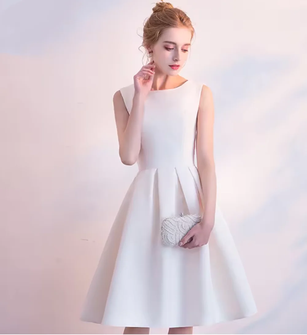 Sexy Luxury Satin Short Dress For Women Hosts Retro Banquet Party Stage A-Line Back Bow Tassel Dress Slim Fit 2025 Customized