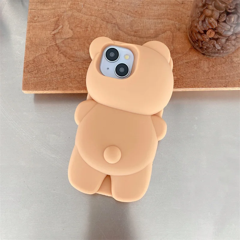 Funda protectora contra caídas de oso Pippi 3D de dibujos animados para iPhone14 13 16 15PROMAX funda de teléfono funda suave de silicona a prueba de polvo