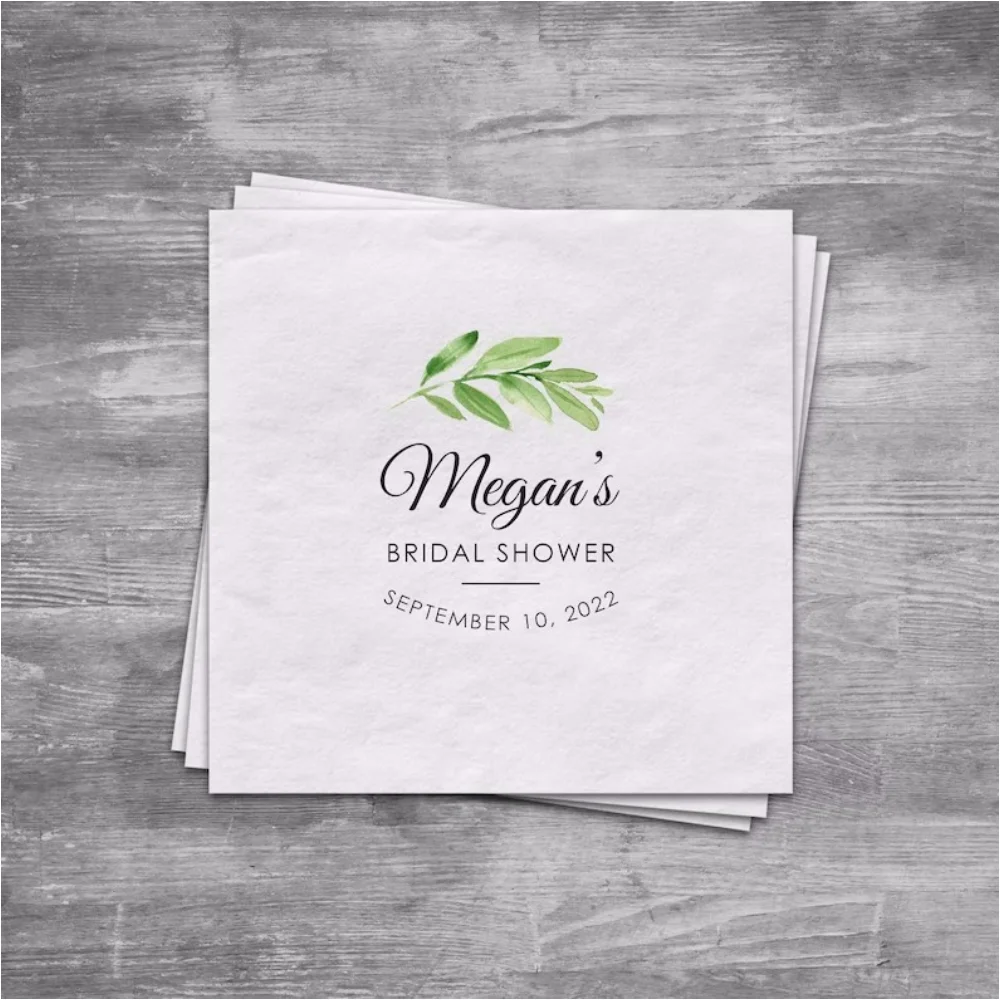 

Greenery Bridal Shower Napkins, Cocktail Napkins, Personalized Watercolor Paper Beverage Napkins, Color Options Available,50PCS