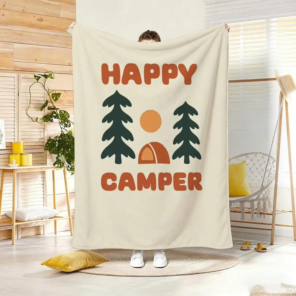 Manta de Franela Ligera de Blanket con Diseño Retro para Camping, Suave y Agradable al Tacto, Ideal para el Verano