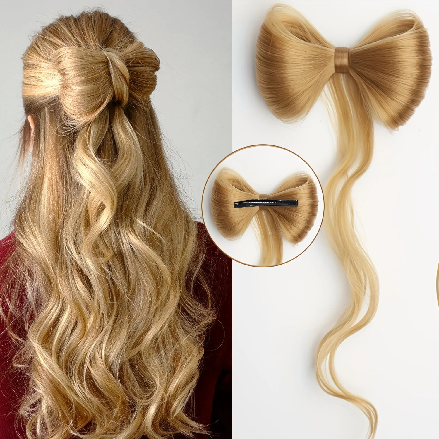 Synthetic Clamp Type Bowknot Hair Bun Blonde Black Brown Bowknot Hair Bun Hair Extensions Elegant Hair Accessories for Women