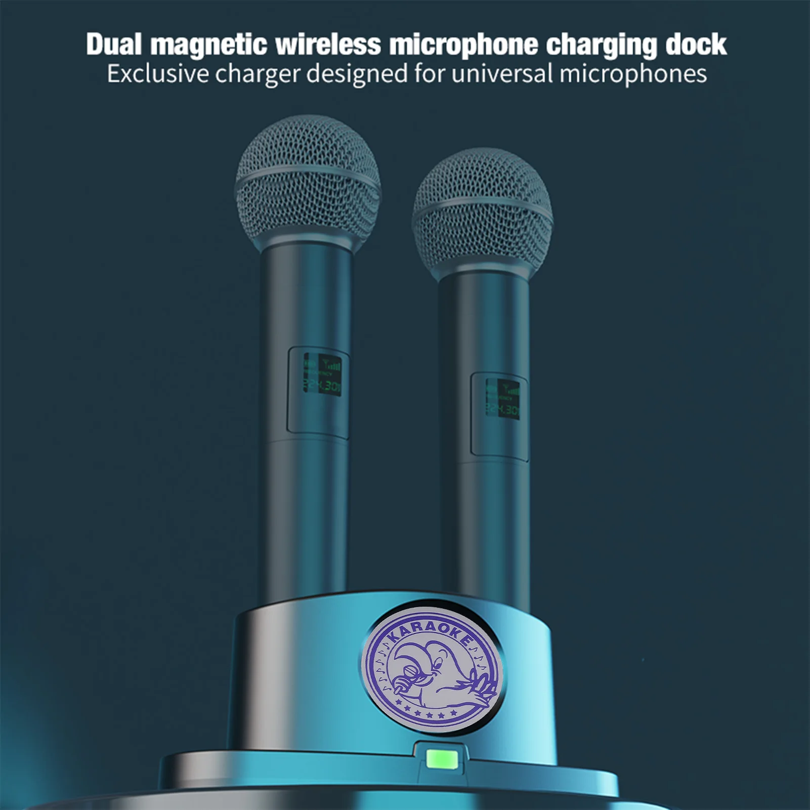 محطة شحن ميكروفون مغناطيسي لاسلكي 2 شاحن ميكروفون عالمي محمول لسطح المكتب حامل شحن ذكي موفر للطاقة التوصيل والتشغيل #3