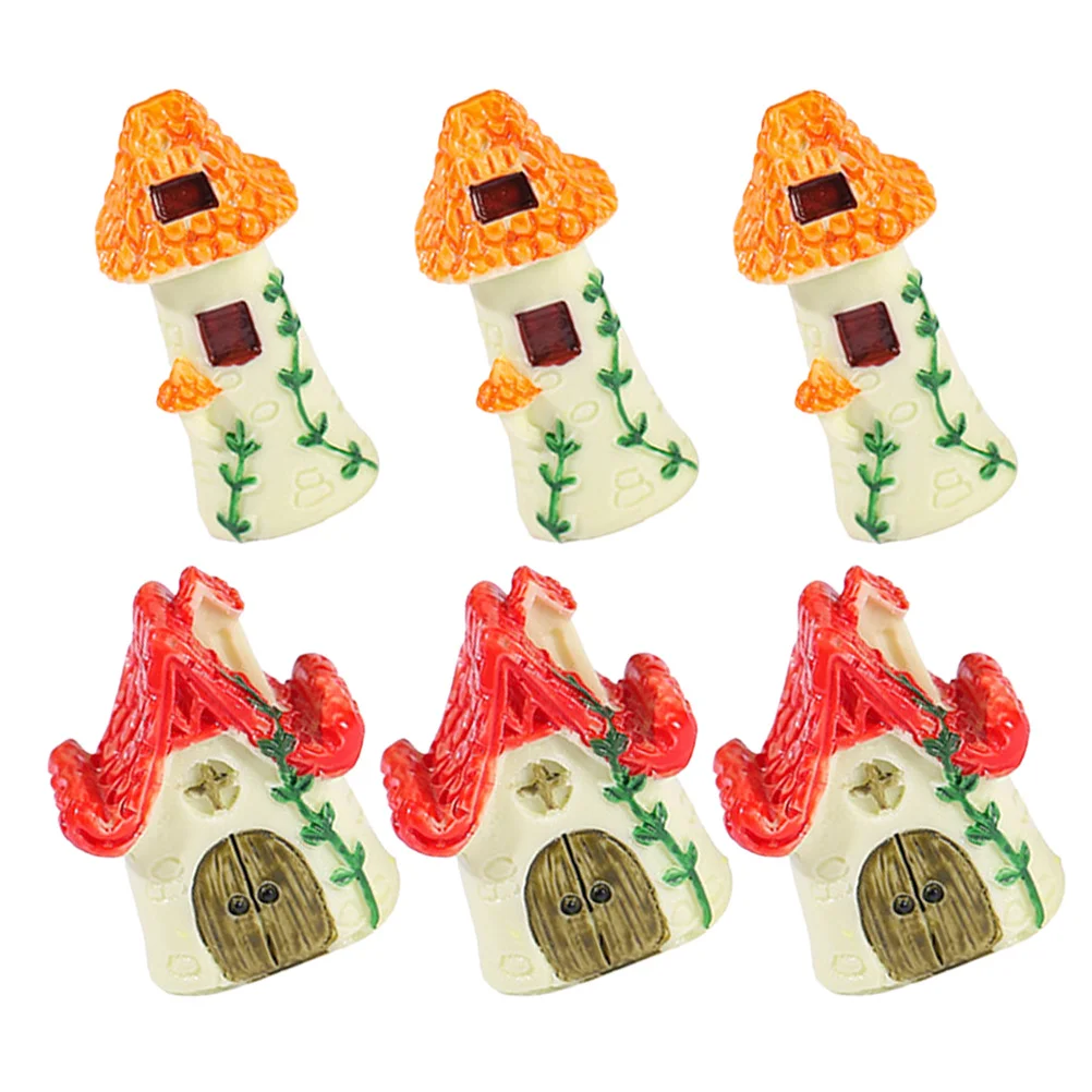 6 قطع من ديكور الحديقة الصغيرة المصنوعة من الراتنج مع تفاصيل واقعية لتزيين المناظر الطبيعية خفيفة الوزن لسطح المكتب في الفناء