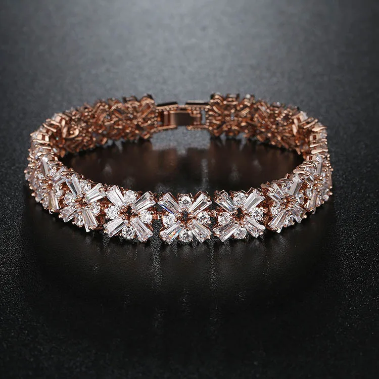 Luxury Multicolor Zirconia Wedding Bracelet 2 Rows AAA+ Top Quality Zircon Stones Paved Wedding Bracelet Bangles for Women