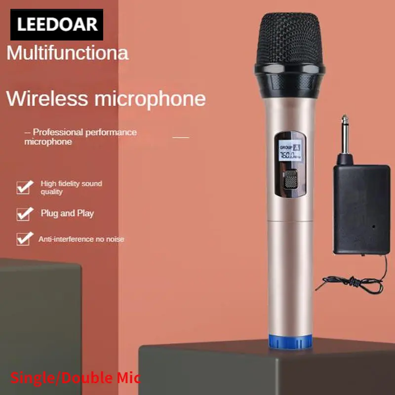 K01 Handheld Wireless Microphone UHF Dynamic Mic Portable Mini Receiver 6.35mm Plug for Karaoke Speech Meeting Stage Performance