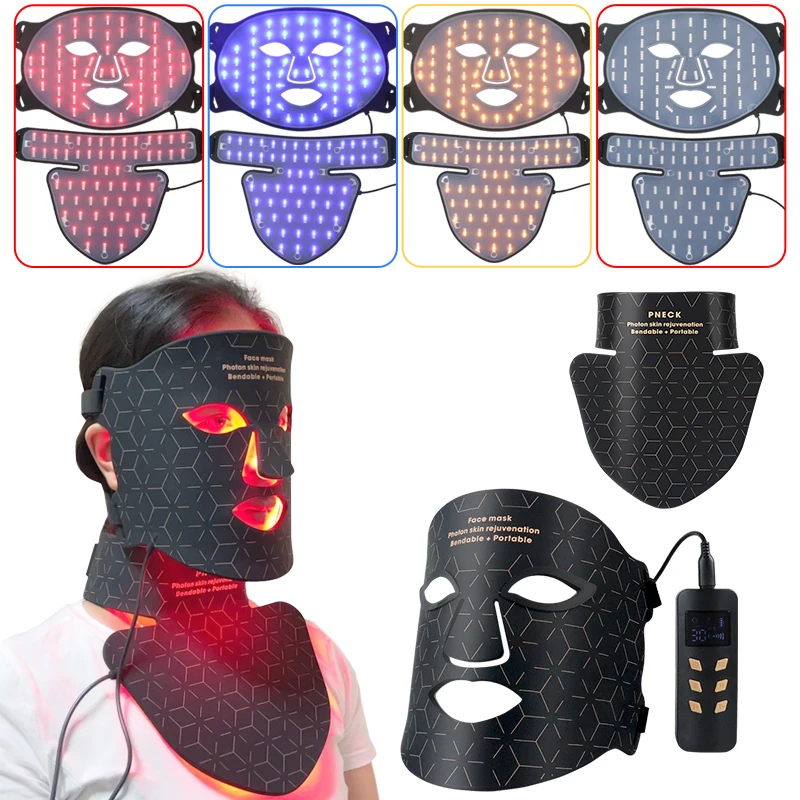 4 Colors Silicone LED Face Mask LED Red Light Photon Infrared Therapy Flexible Facial Mask Repair Skin Brighten Skin Tone