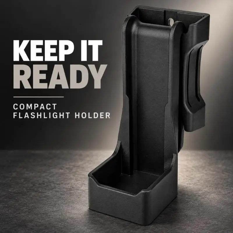 Open-Front Flashlight Holder, ABS Belt Storage Bracket with Rear Clip and Lower Retaining Pocket for Oclip 2 Quick Removal,Retur