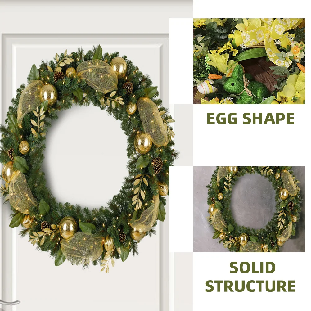 3 Pcs Easter Shaped Wreath Frame 30x25cm Green Metal Garland Supplies Wedding Party Floral Decor Iron Craft Tool