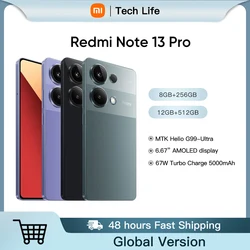 Versão global Xiaomi Redmi Note 13 Pro 200MP OIS Câmera 67W Helio G99 Ultra Smartphone 5 NFC 120Hz AMOLED