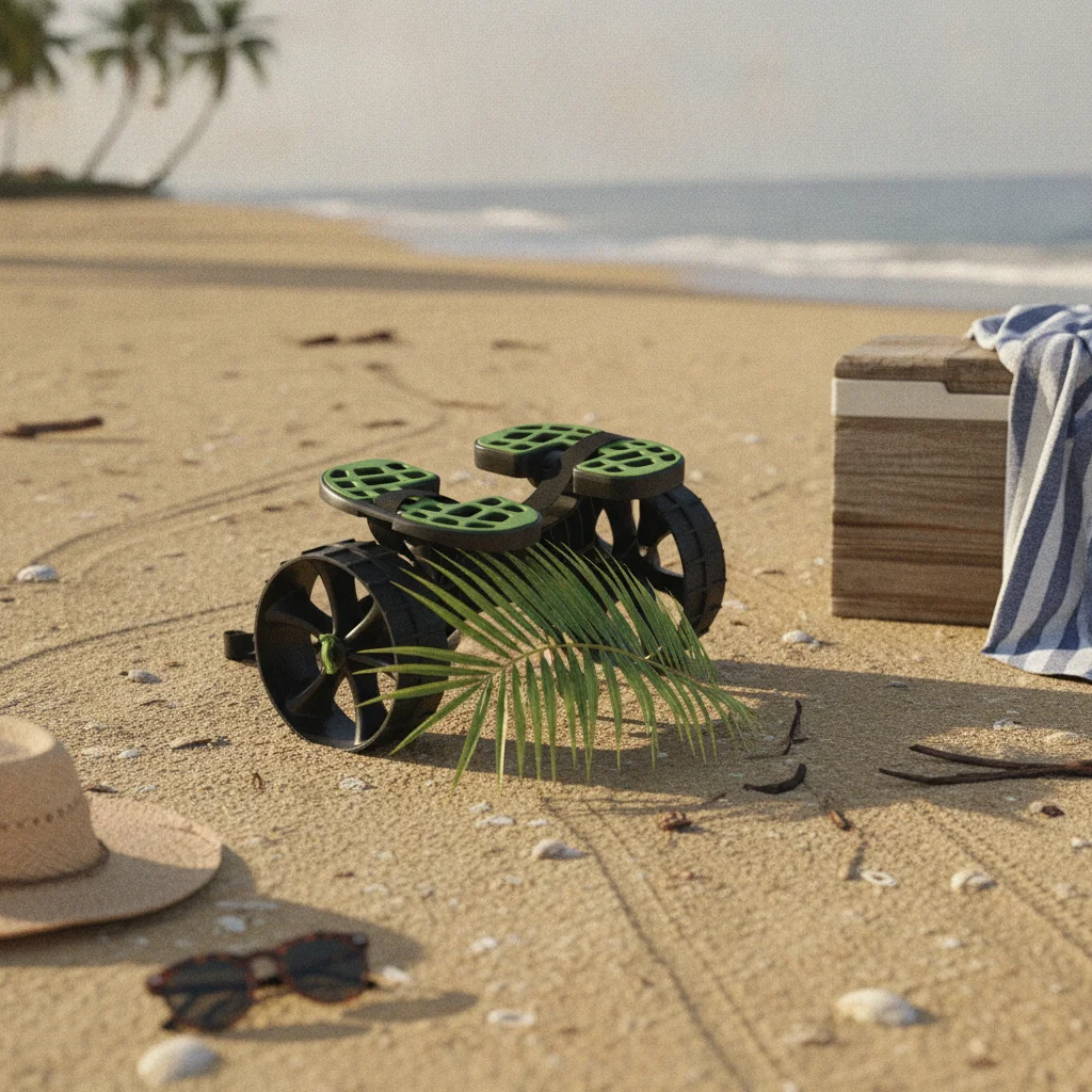 beach-trailer-cart-foldable-load-carrying-beach-cart-sand-wagon-cup-holders-outdoor-carrier-100-lbs-capacity