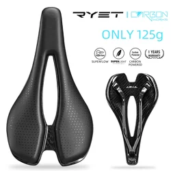 RYET Full Carbon Bicycle Saddle Mountain Road MTB 7x9mm Rails EVA Superlight 125g 140mm Gravel Bicycle Seat Cushion Cycling Part