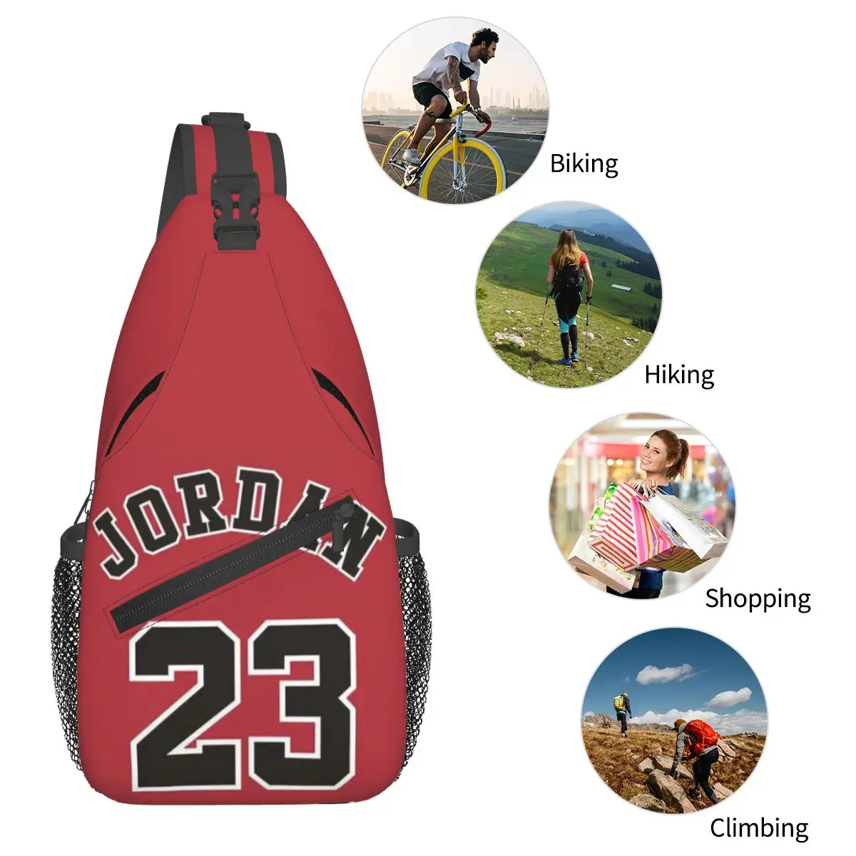 MJ Michael-Jordan 23 Sling Chest Bags Crossbody Shoulder Backpack Outdoor Sports Daypacks Fashion Bag