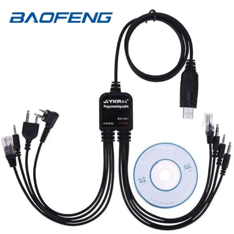 8 in 1 Multifunctional USB Programming Cable Compatible with Software CD for Baofeng Motorola ICOM Kenwood YAESU Wouxun HYT TYT