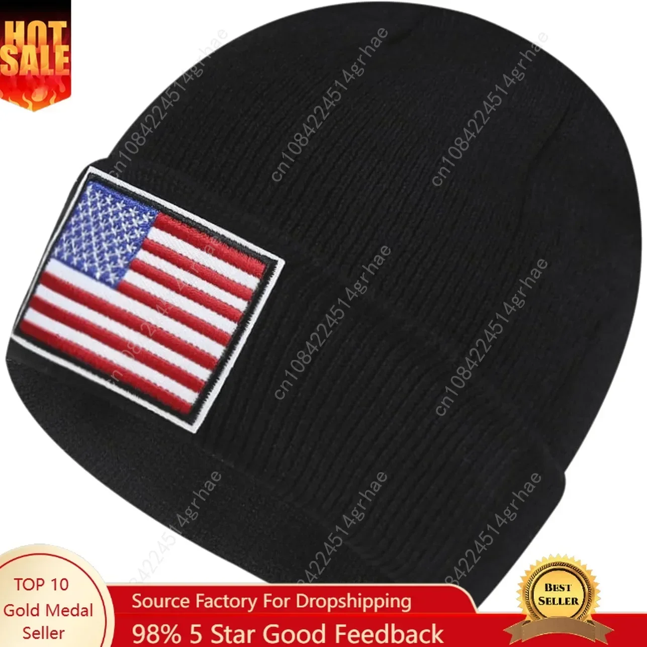 

US American Flag Embroidered Skull Beanie Cap USA Multi-Season Army Military Tactical Beanie
