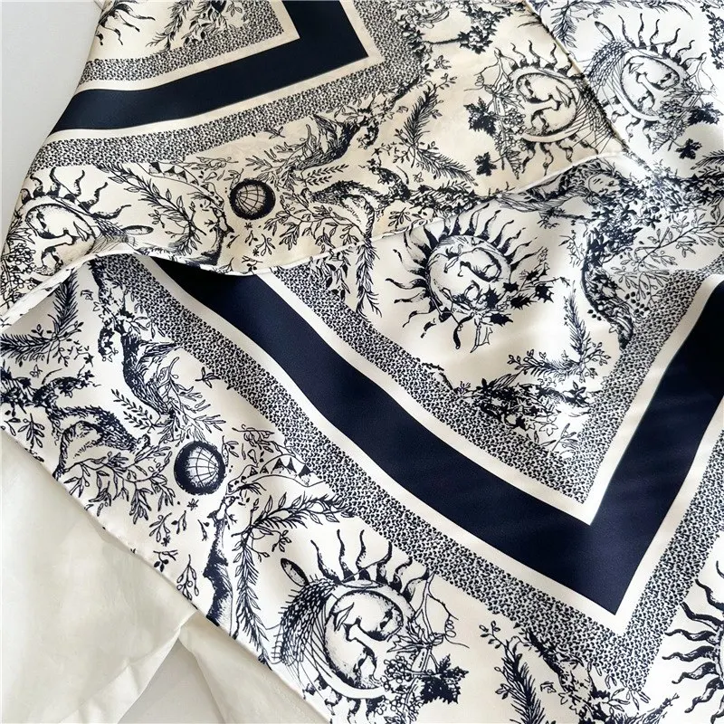 18mm Double Sided 100% Silk Scarf Neckerchief Large Square Natural Silk Shawl Cape 88x88cm