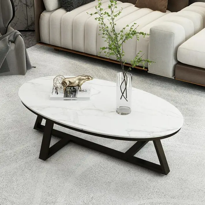 

Nordic rock slab coffee table light luxury modern small apartment living room home tea table very simple oval marble